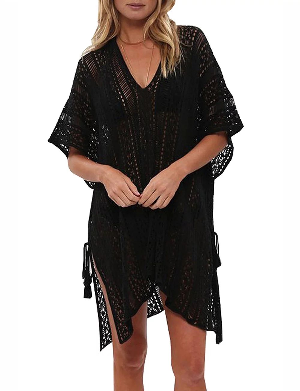 Bathing Suit Cover Up for Women Summer Sexy Hollow Out Seethrough Beach Cover Up Crochet Swimsuit... | Walmart (US)