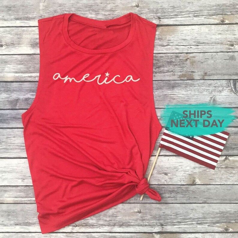 America Muscle Tank Womens 4th of July Tank Top Cute 4th of | Etsy | Etsy (US)