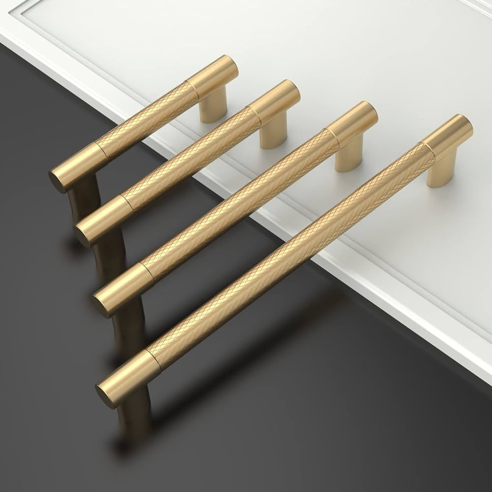 Coinkoly 10 Pack 5 Inch(128mm) Hole Center Kitchen Cabinet Handles Gold Cabinet Pulls Brush Brass... | Amazon (US)