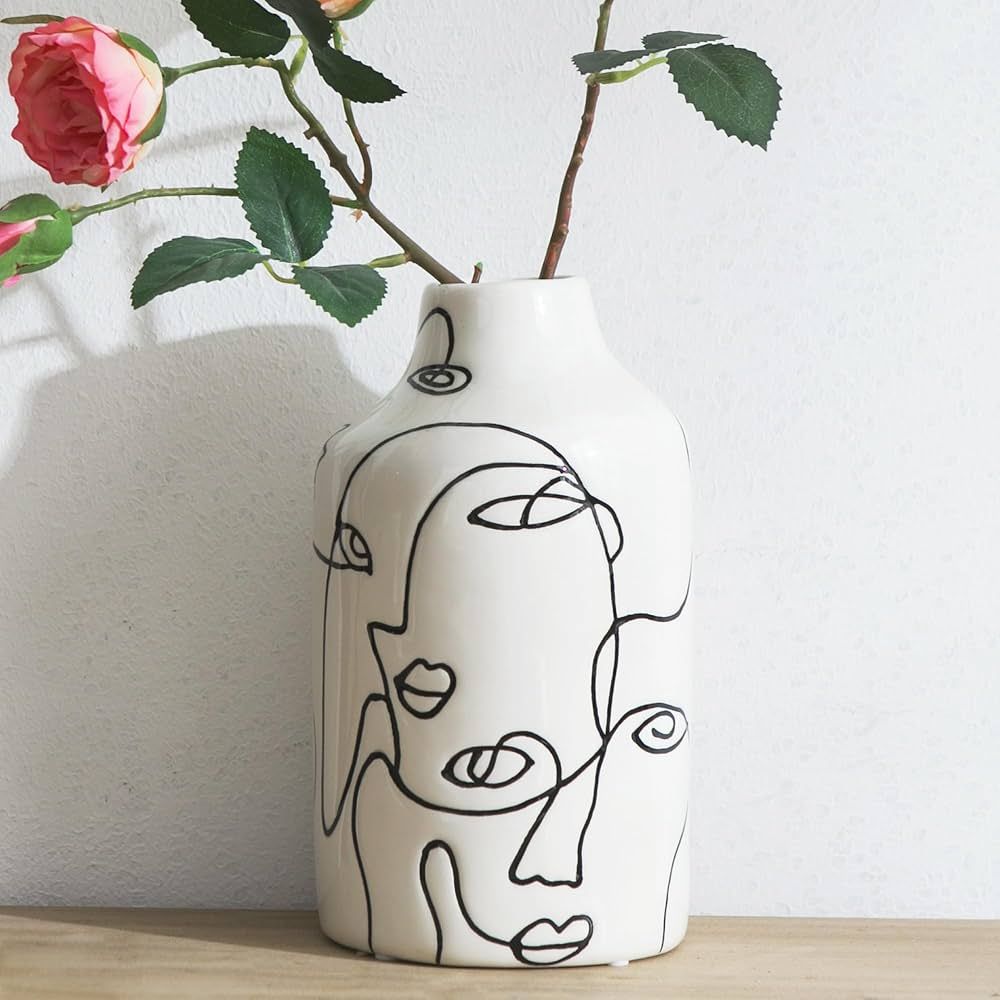 Ceramic Vase for Home Decor, Abstract Irregular Design Flower Vase, Living Room Decor Minimalist ... | Amazon (US)