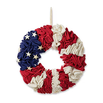 Glitzhome 18"D Patriotic Round Fabric Wreath | JCPenney