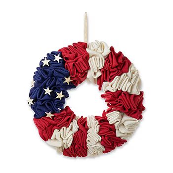 Glitzhome 18"D Patriotic Round Fabric Wreath | JCPenney