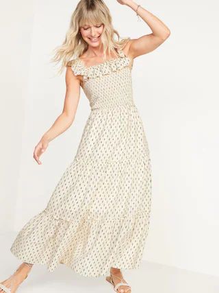 Women / DressesFit & Flare Smocked Printed Maxi Dress For Women | Old Navy (US)