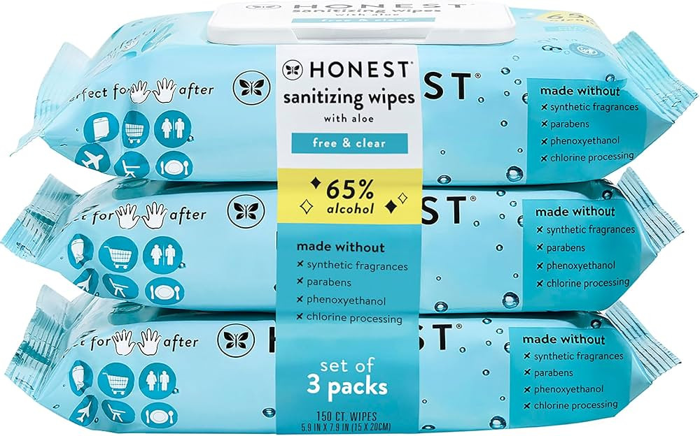 The Honest Company Sanitizing Alcohol Wipes | Kills 99% of Germs, Made With Aloe | Unscented, 150... | Amazon (US)