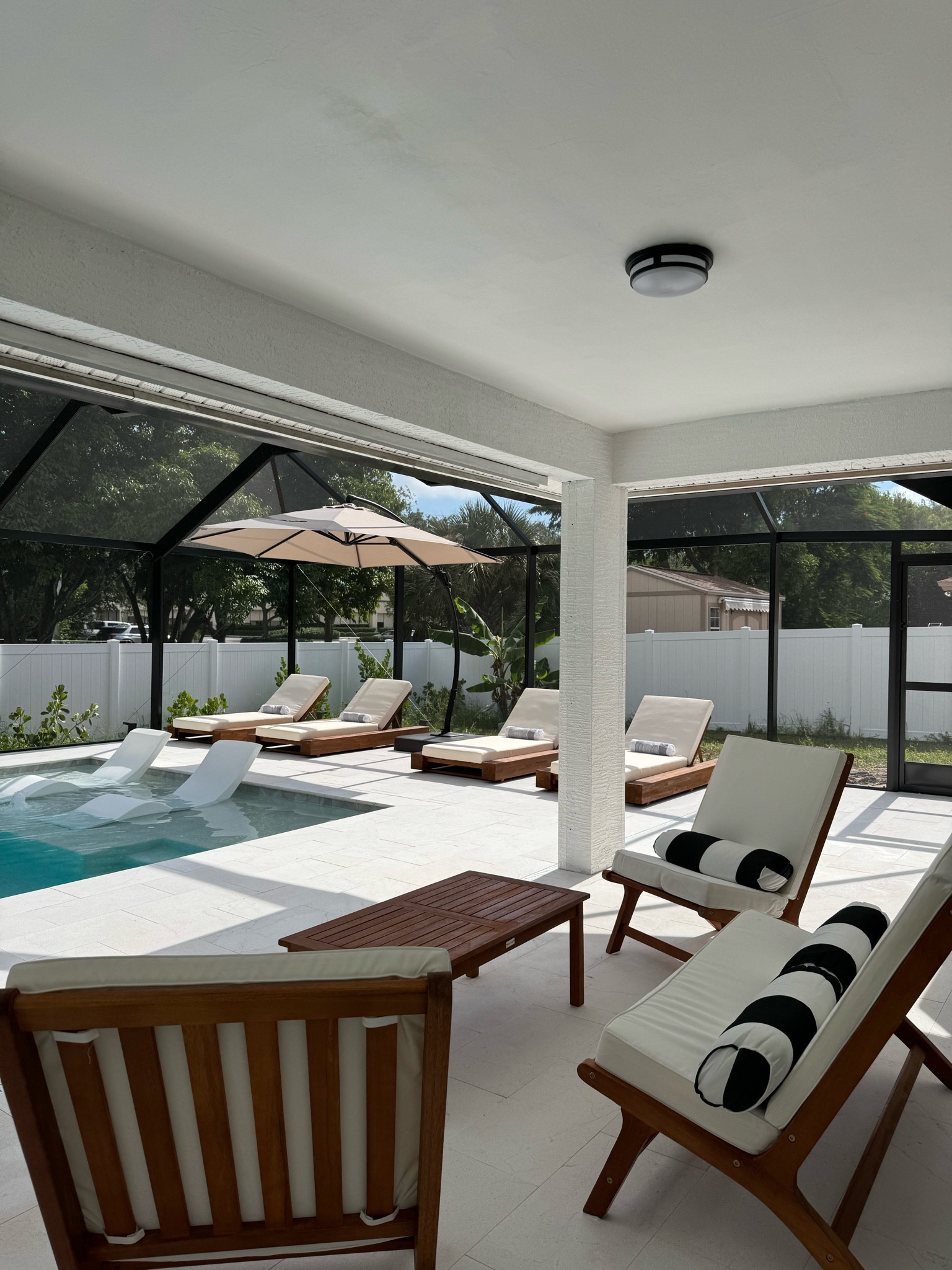 modern outdoor patio and pool furniture 🤍
the only item hard to assemble was the couch, I may have gotten a defective batch but didn’t have time for an exchange as we were leaving our vacation home already so we made it work and had some help from men to screw in the bolts 🔩 all items linked 

#LTKHome #LTKFallSale #LTKStyleTip