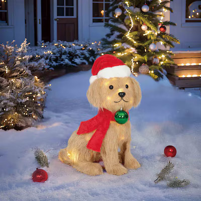 Holiday Living 2-ft LED Dog with Ornament Christmas Decoration | Lowe's