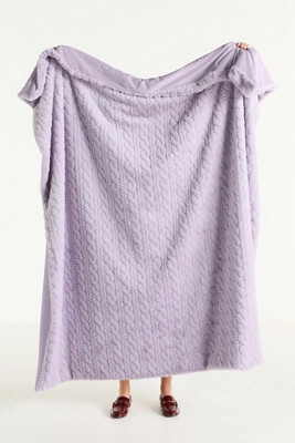 Faux Fur Cable-Knit Sweater Throw Blanket | Anthropologie (US)