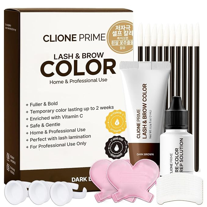 Korean Lash & Brow Color Kit – Temporary Eyelash & Eyebrow Color, Dark Brown, Naturally Fades W... | Amazon (US)