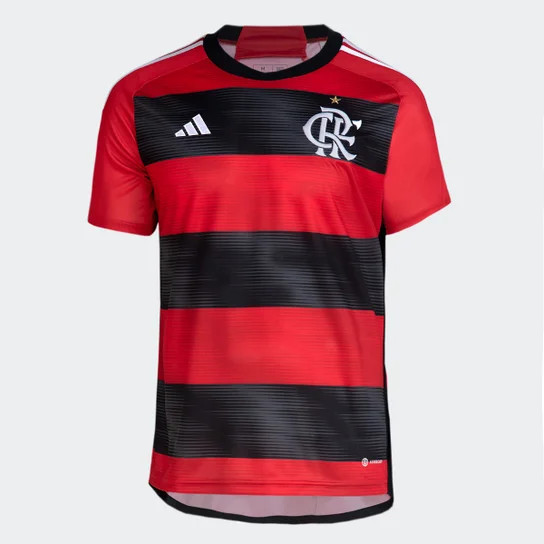 Camisa Flamengo I 23/24 s/n° Torcedor Adidas Masculina - Vermelho+Preto | Netshoes (BR)