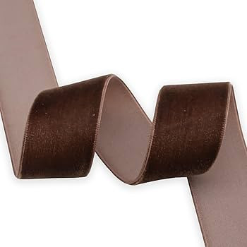 XMRIBBON Coffee Velvet Ribbon Single Sided, 1 Inch by 10 Yards Spool | Amazon (US)