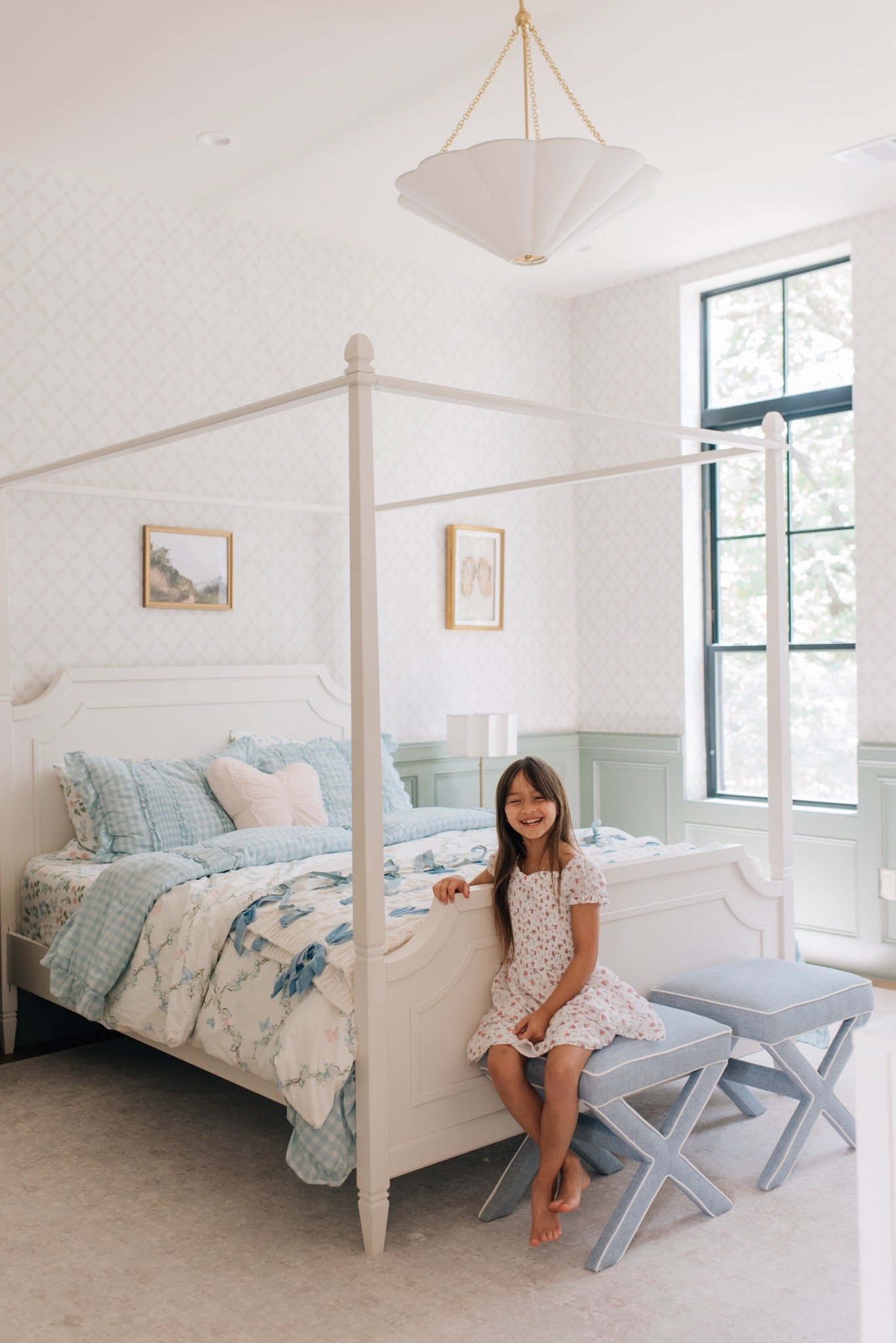 How we designed my daughters bedroom @potterybarnkids
Paint color: Benjamin Moore herb bouquet