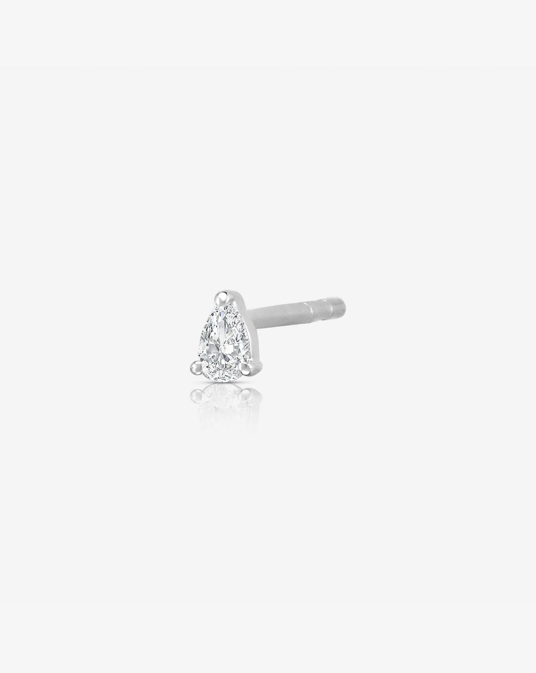 Tiny Pear Studs - 14k White Gold / Single Stud | Ring Concierge