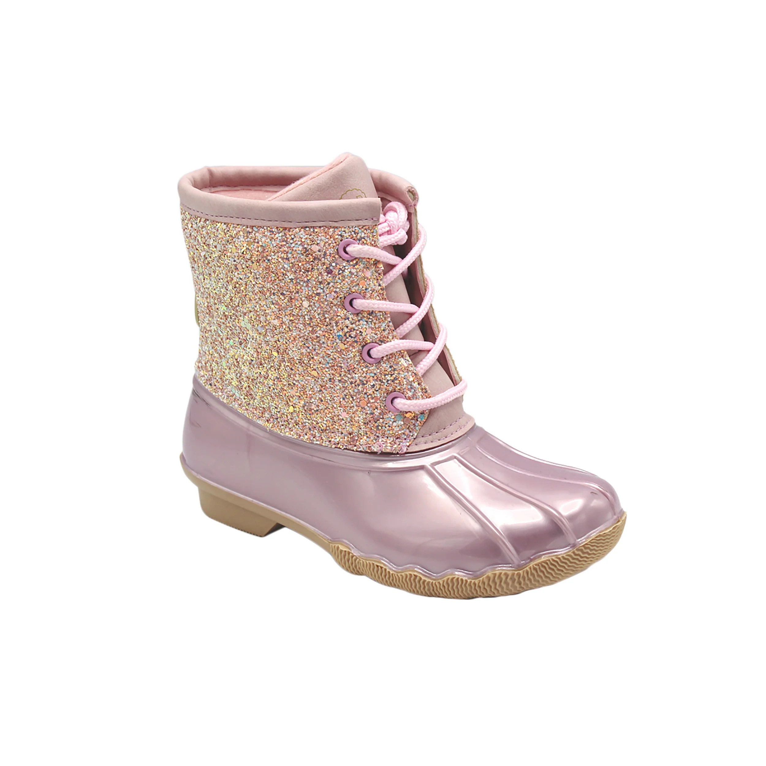 Gavin-04T Duck Girls and Boys Lace Up Two Tone Combat Style Rain Duck Boots Pink 8 | Walmart (US)