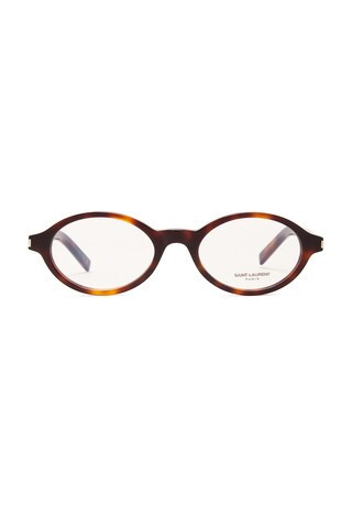 Saint Laurent Jeanne Optical Eyeglasses in Havana & Transparent - Brown. Size all. | FWRD 
