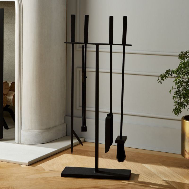4-Piece Marion Black Fireplace Tool Set + Reviews | CB2 | CB2