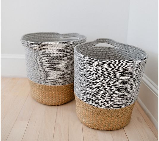 Set of 2 Small and Large Cotton Rope Baskets by Lauren McBride | QVC