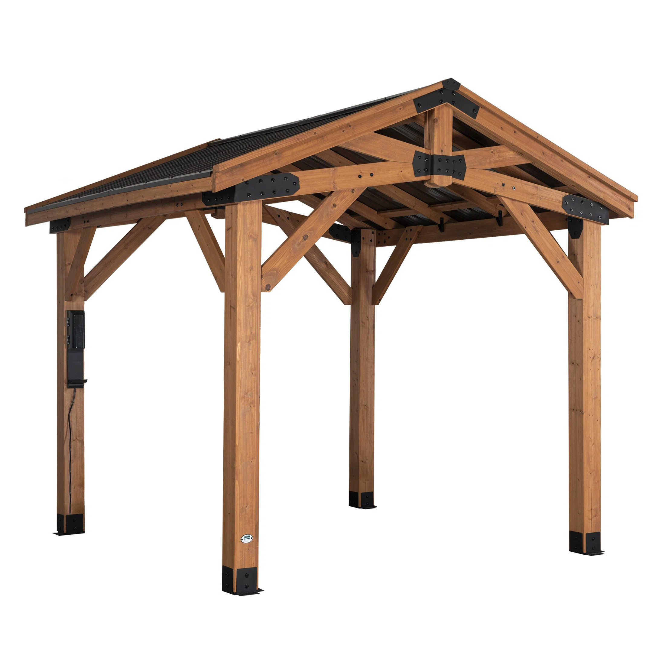 Backyard Discovery Norwood 10' x 10' Cedar Wood Outdoor Patio Gazebo with Hardtop Galvanized Stee... | Wayfair North America