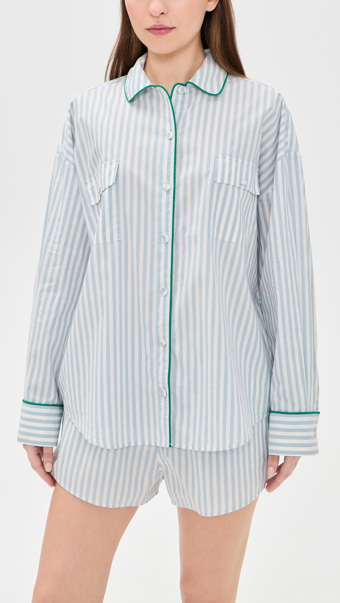 Airy Cotton Piped Button Down Pajama Top | Shopbop