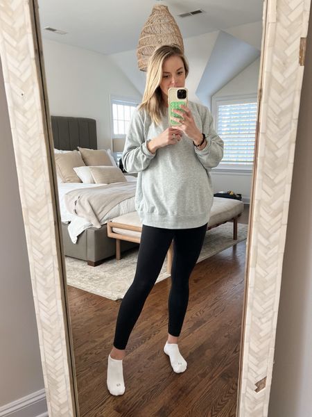 Favorite lightweight, oversized sweatshirt! Sized up to the medium for a more relaxed fit & it’s perfect for the bump // lululemon align leggings (size 4) 

loungewear, pregnancy style, basics 

#LTKfindsunder50 #LTKstyletip #LTKfindsunder100