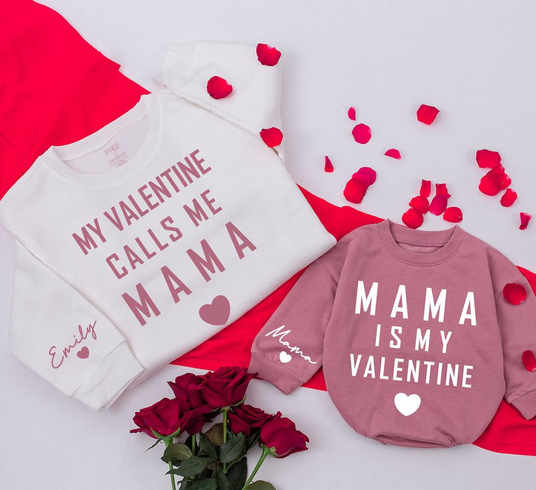 Personalized Mama and Mini Valentine Sweatshirt, Retro valentine Sweatshirt, Mommy and Me, Retro ... | Etsy (US)