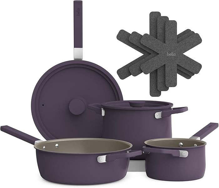 bella 9 Piece Ceramic Nonstick Cookware Set, Fits-anywhere™ Kitchenware w EverGood™ Coating, ... | Amazon (US)