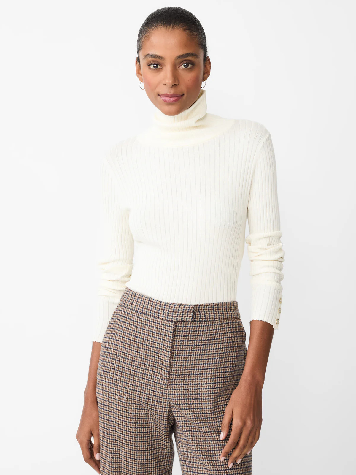 Egret White Solid Arlette Turtleneck | Women's Sweaters  | J.McLaughlin | J.McLaughlin