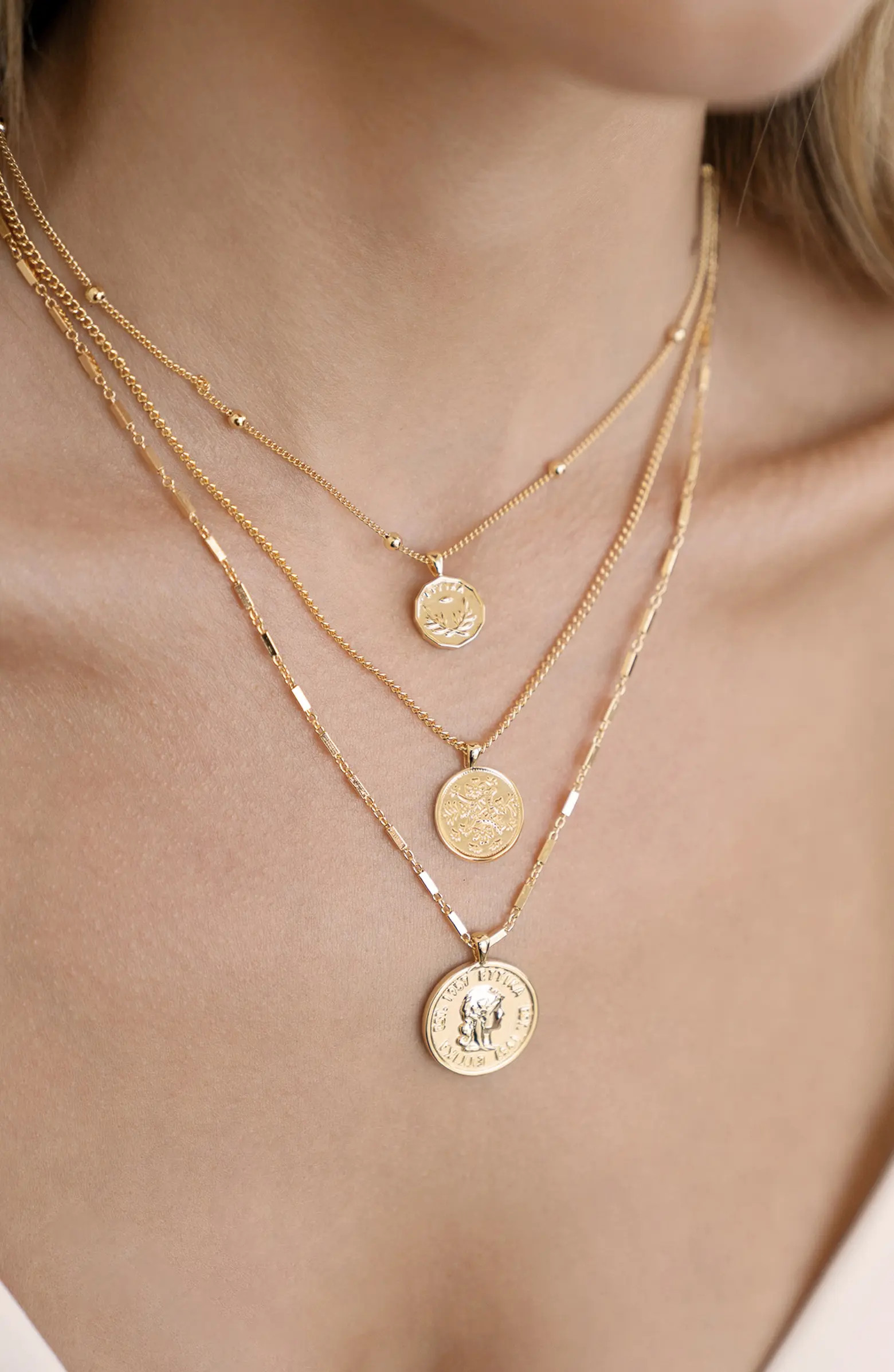 Set of 3 Coin Pendant Necklaces | Nordstrom