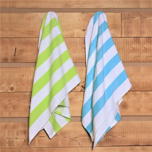 (2 pack) Mainstays Cabana Stripe Beach Towel Set, Lime & Teal | Walmart (US)