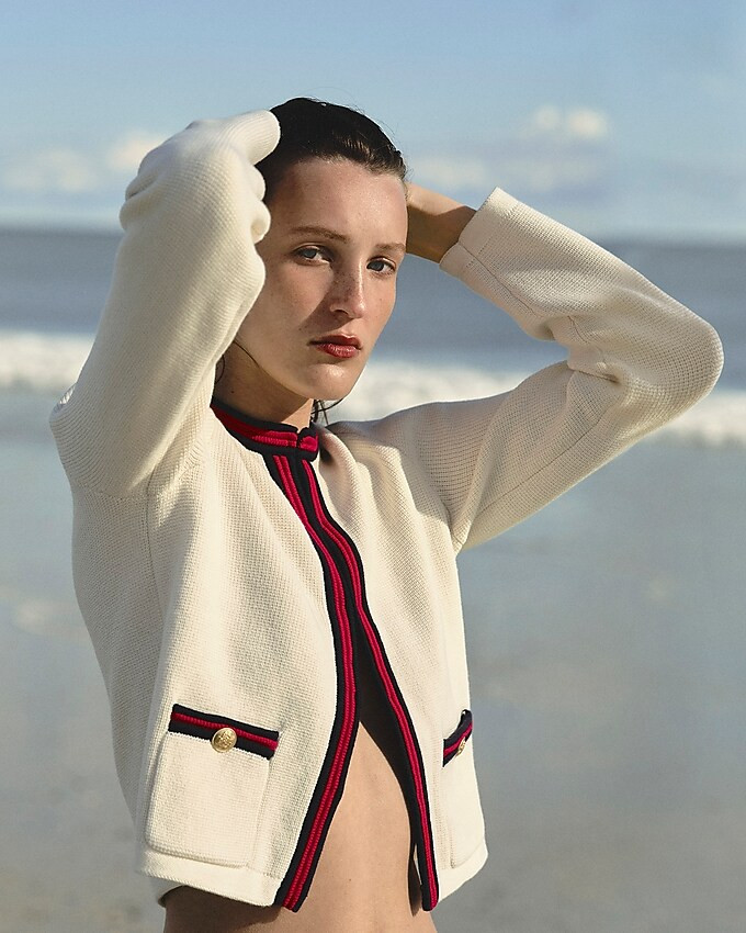 Emilie sweater lady jacket with contrast trim | J. Crew US