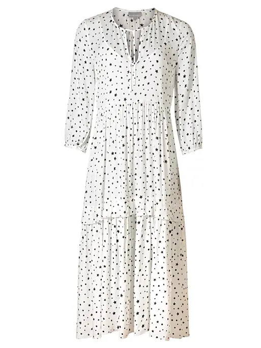 Star Spot White Tiered Midi Dress | Oliver Bonas (Global)