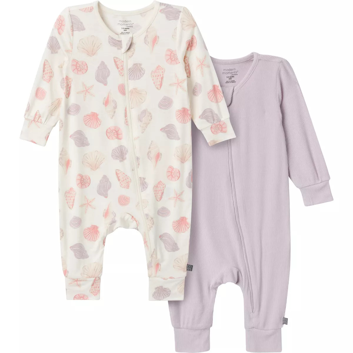 Modern Moments™ by Gerber Baby Girls' 2-Pack Footless Coveralls, Ivory Seashells | Target