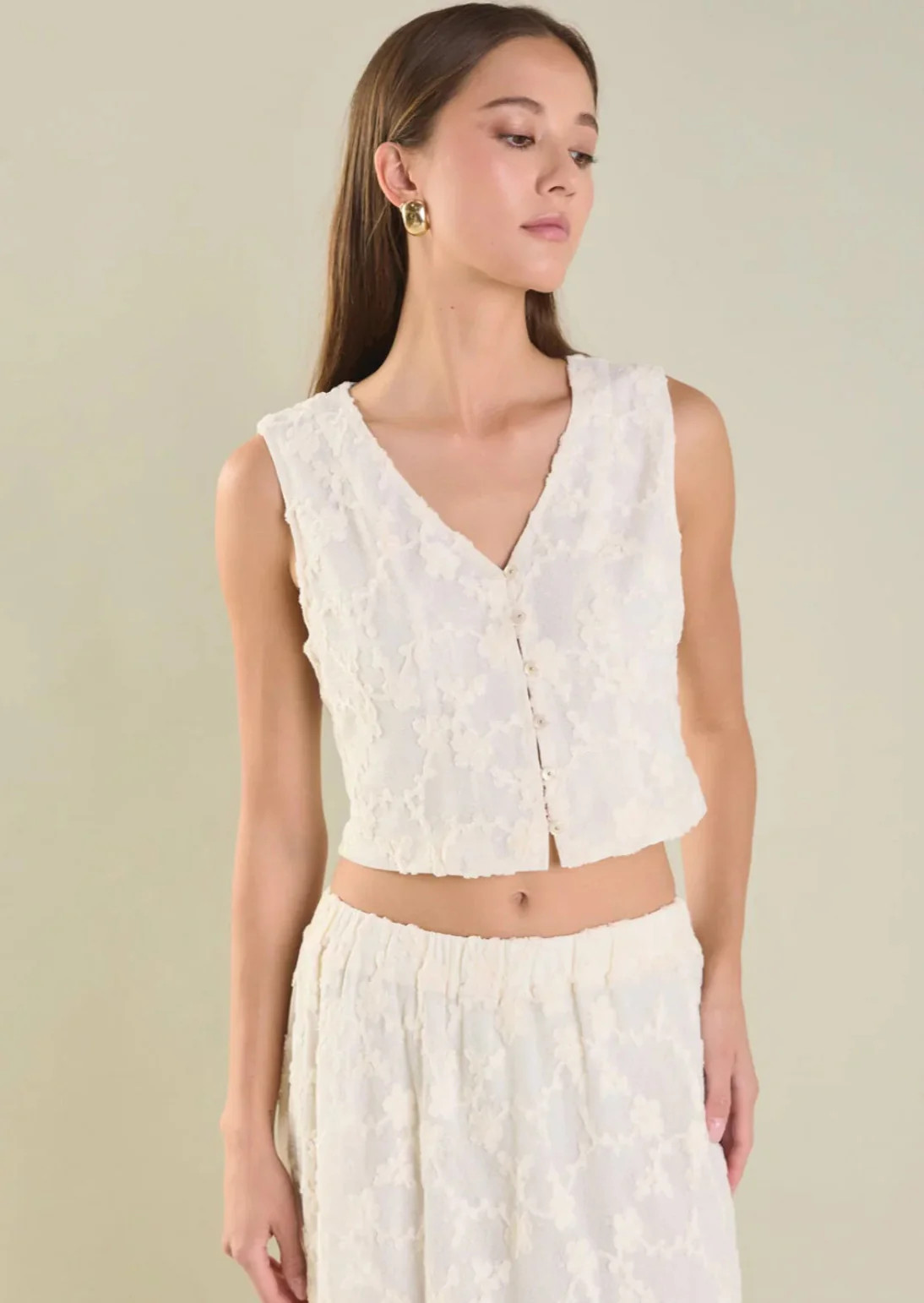 Floral Embroidery Lace Vest Medium | Shop Christine's Boutique 