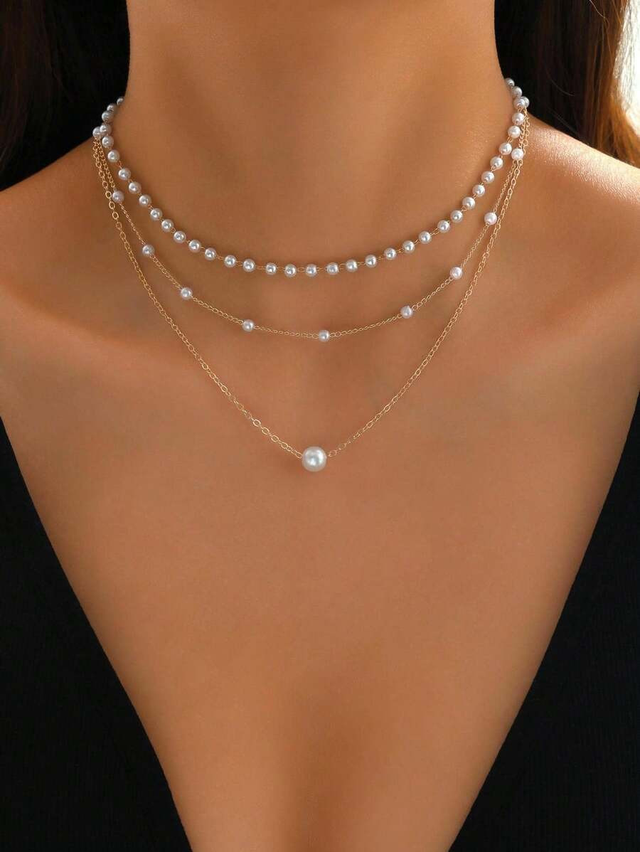 Faux Pearl Decor Layered Necklace | SHEIN