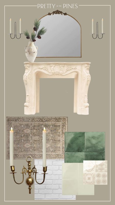 Faux fireplace set-up and peel/stick tile options. Mirror is 25% off! 

#LTKhome