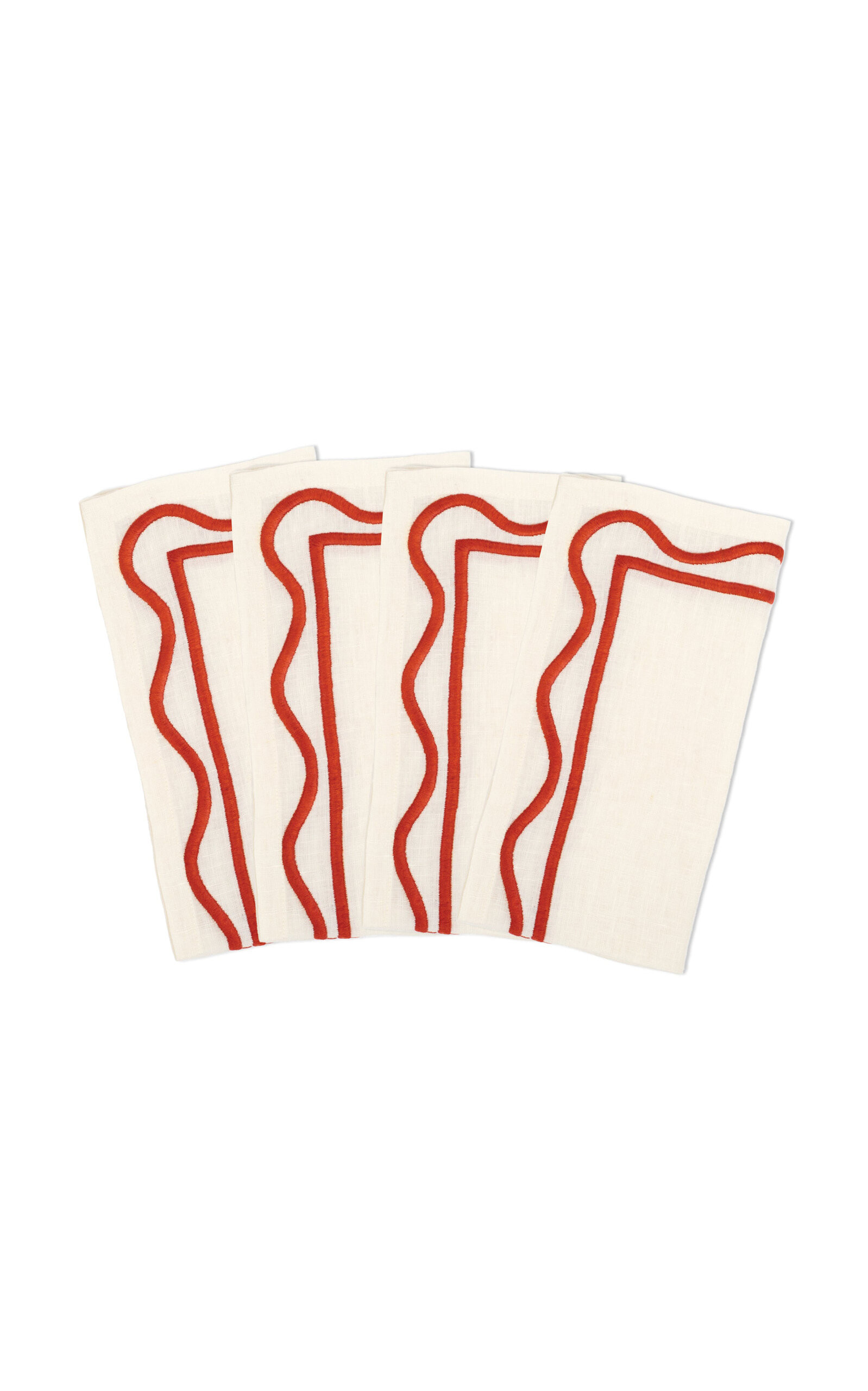 Set-of-Four Colorblock Embroidered Linen Napkins | Moda Operandi (Global)