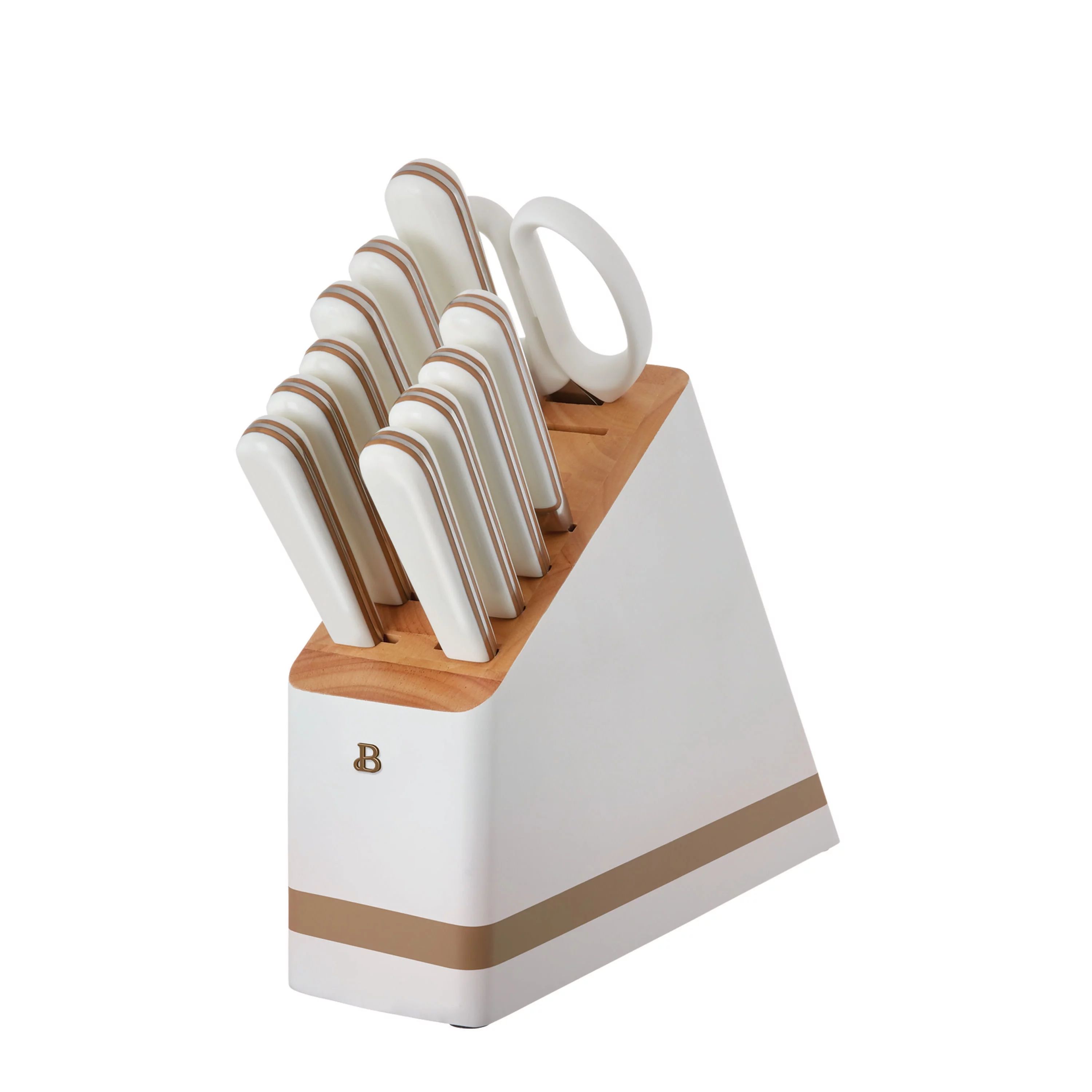 Beautiful 12-piece Forged Kitchen Knife Set in White with Wood Storage Block, by Drew Barrymore | Walmart (US)