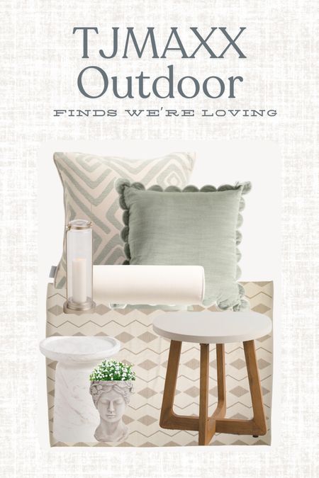 Affordable outdoor patio finds we are loving from TJMAXX. 💕 

outdoor rugs, outdoor throw pillows, outdoor furniture, patio rugs, lanterns, outdoor bolster pillows, outdoor tables, planters, scalloped outdoor throw pillows, throw pillow combos, neutral outdoor rugs  

#LTKhome #LTKSeasonal #LTKfindsunder50