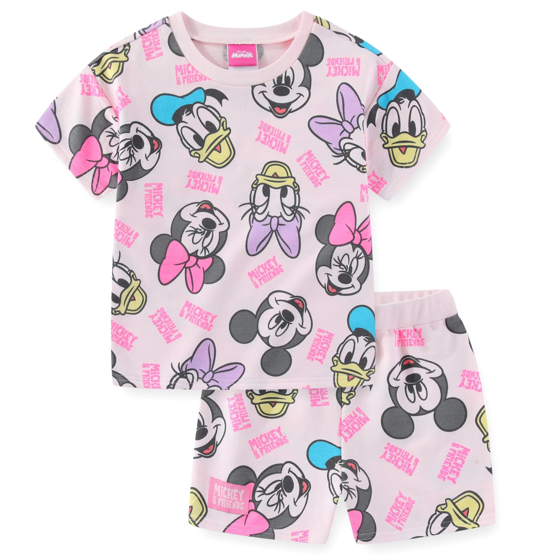 Disney Mickey Mouse & Friends French Terry T-Shirt and Shorts Set (Girls), 2 Piece Set, Sizes 4-6... | Walmart (US)