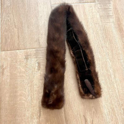 Vintage Real Mink Fur Brown Neck Wrap Scarf Collar Handmade 28” X 3” Excellent | eBay US