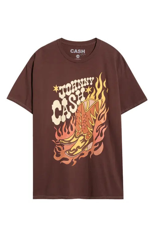 Merch Traffic Johnny Cash Boots Graphic T-Shirt in Brown Pigment Dye at Nordstrom, Size Small | Nordstrom