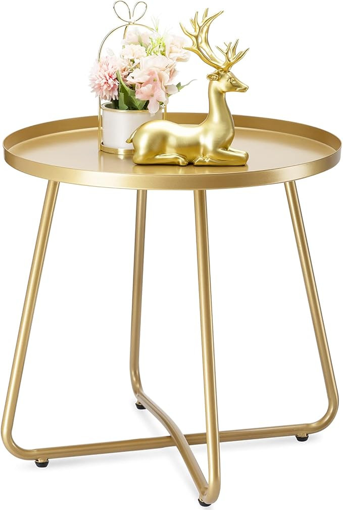 Amazon.com: danpinera Outdoor Side Tables, Weather Resistant Steel Patio Side Table, Small Round ... | Amazon (US)
