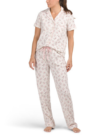 Cotton Coffee Cup Be Natural Short Sleeve Top And Pants Pajama Set | Clothing | Marshalls | Marshalls