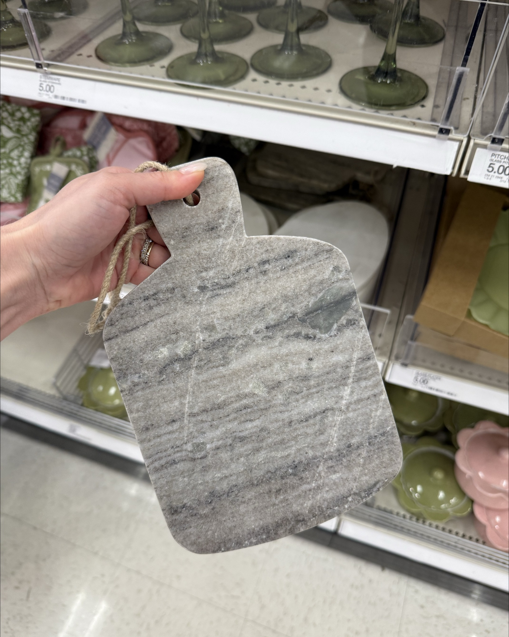 Easter in Target’s dollar spot. Bullseyes playground finds! 
•
•
Easter decor, marble serve board, marble egg board, marble egg shaped board, painted eggs, green stemware, colored stemware 

#LTKSpringSale #LTKSeasonal #LTKHome