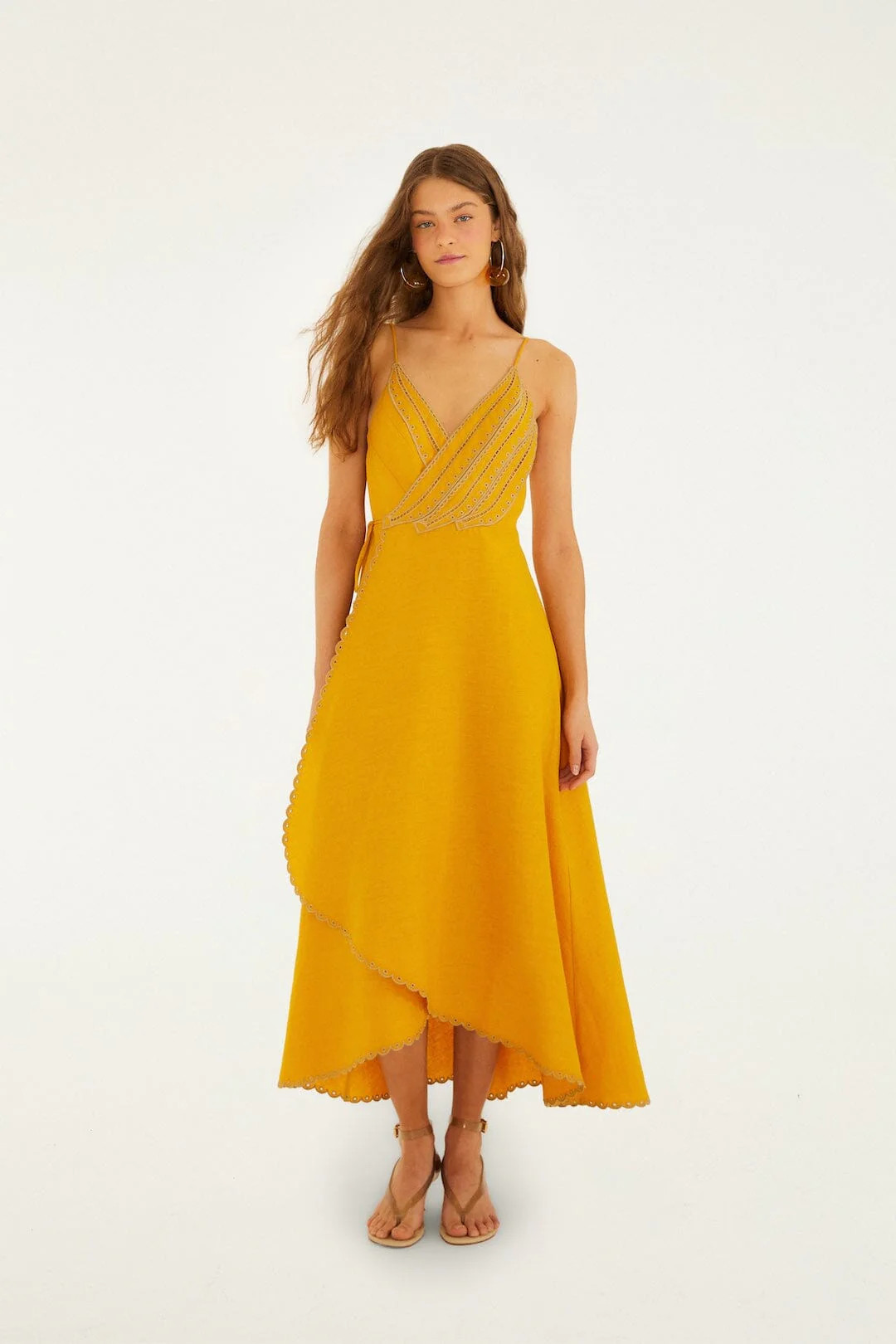 Yellow Bananas Euroflax\u0099 Premium Linen Maxi Wrap Dress | FARM Rio | FarmRio (US)