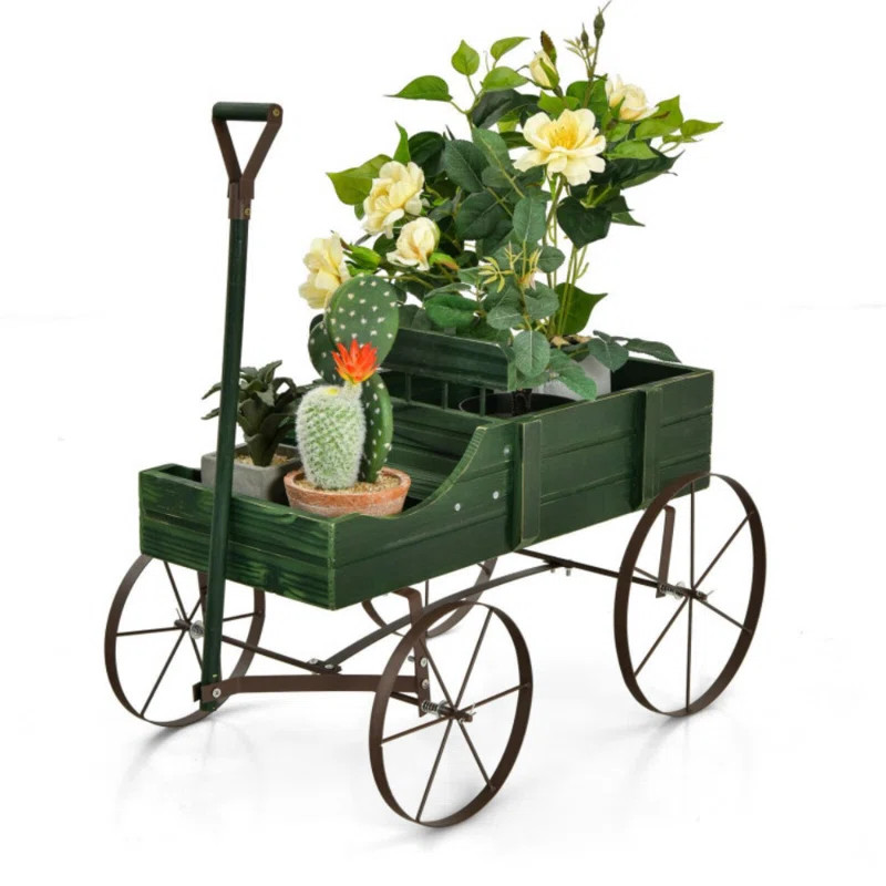 Gracie Oaks Chasitty Wheel Garden Yard Brown Elevated Planter & Reviews | Wayfair | Wayfair North America