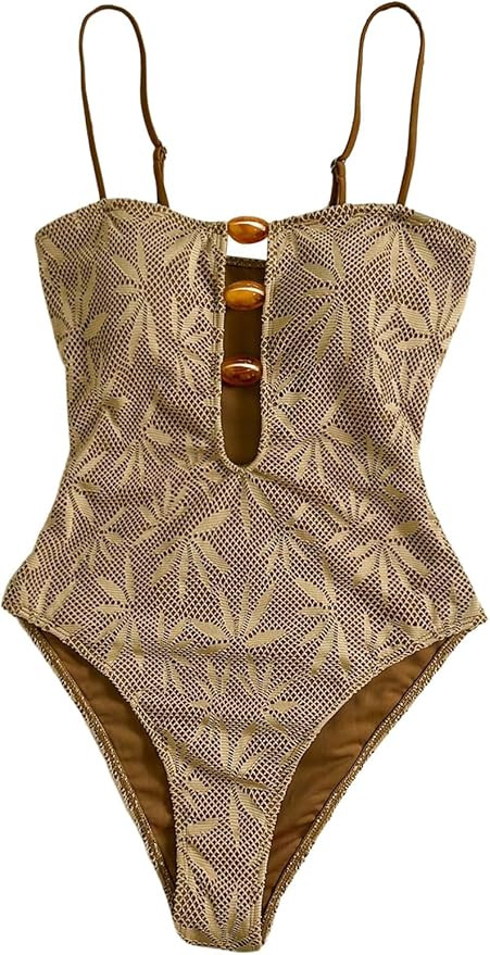 SOLY HUX Women's One Piece Swimsuit Cutout Bathing Suits High Cut Swimwear Vacation Cruise Wear | Amazon (US)