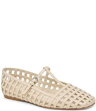 Dolce Vita Rains Leather Woven T-Strap Ballet Flats - 9.5 | Dillard's