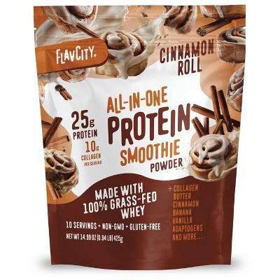 FlavCity Protein Powder - Cinnamon Roll - Whey Protein - 25g Protein - 14.47oz: Kosher, Gluten-Free, Formulated Without Carrageenan, Soy-Free | Target