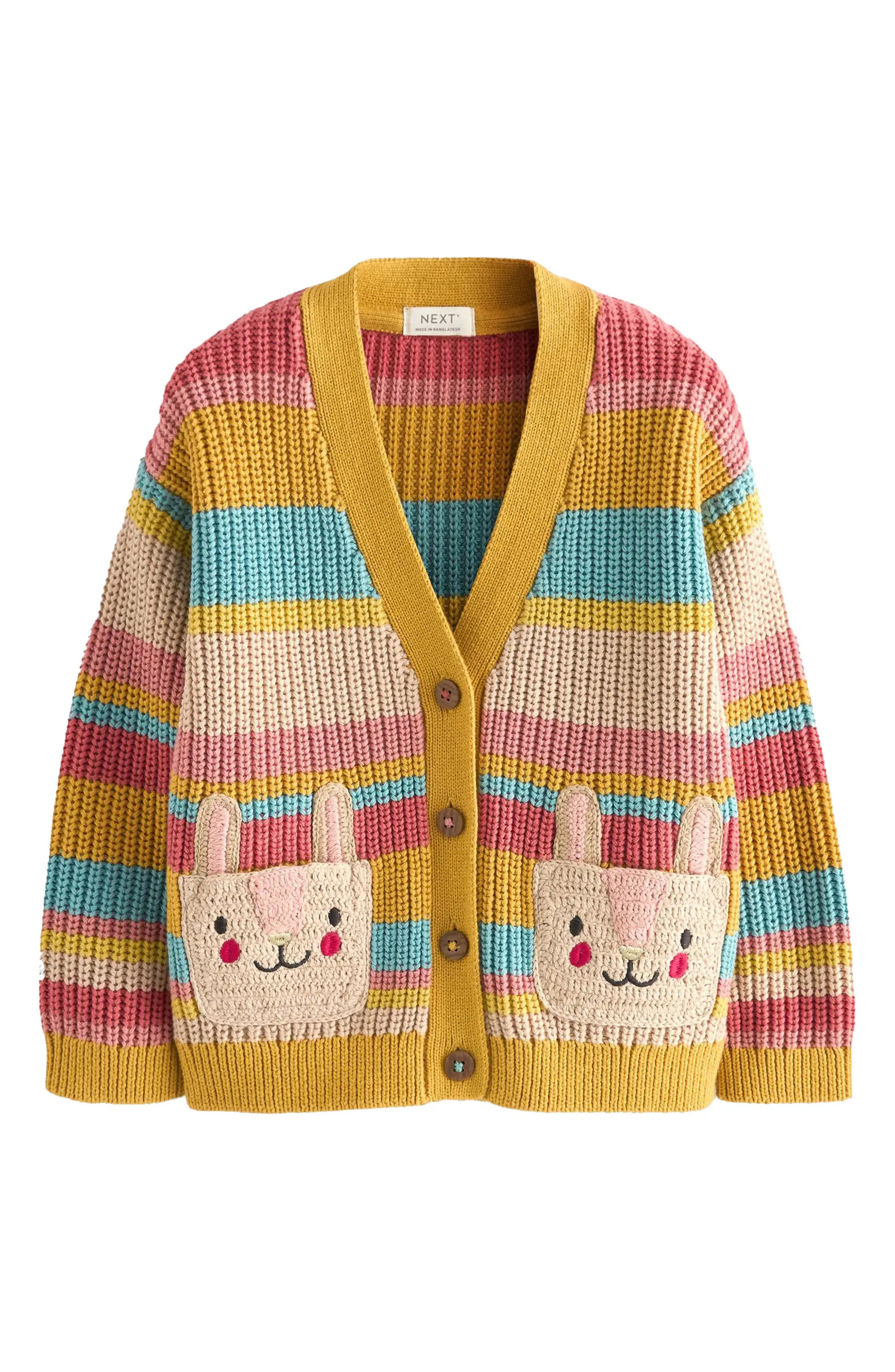 Kids' Bunny Stripe V-Neck Cardigan | Nordstrom