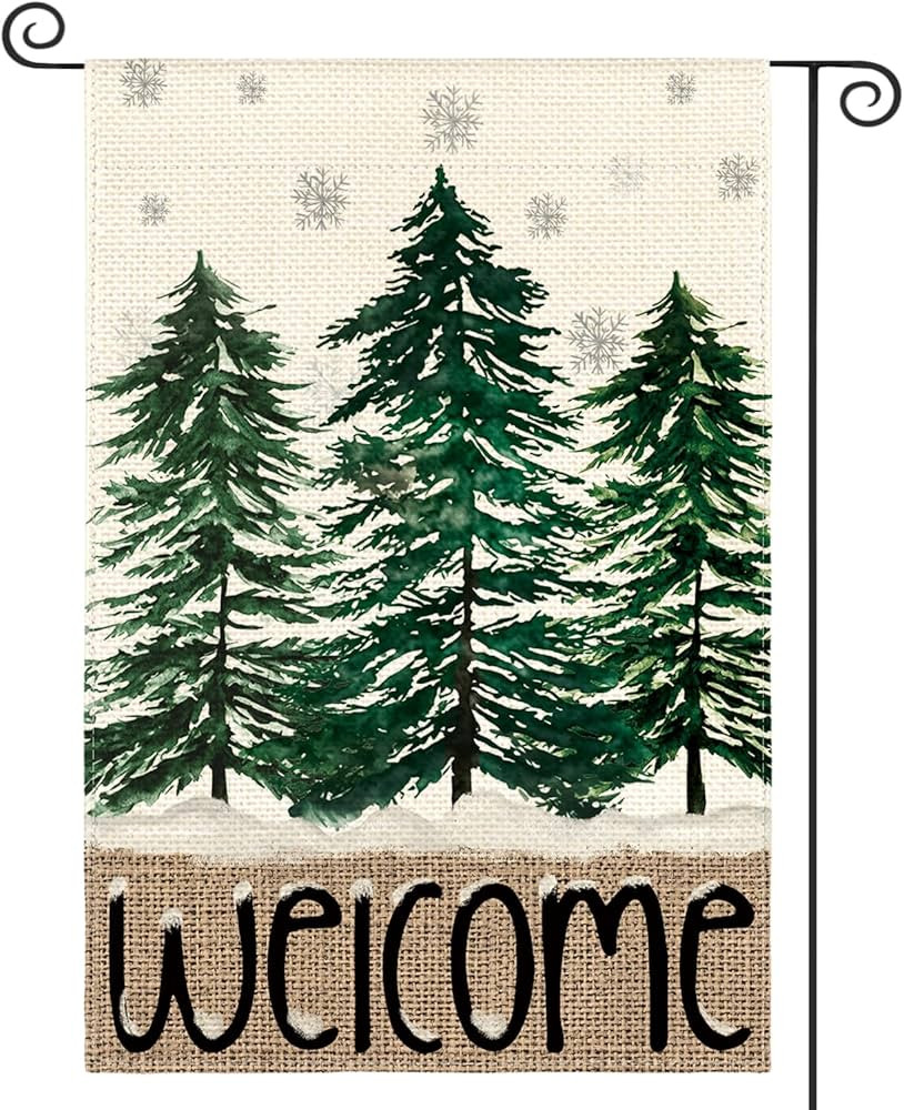 AVOIN colorlife Welcome Christmas Garden Flag 12x18 Inch Double Sided Outside, Christmas Tree Win... | Amazon (US)